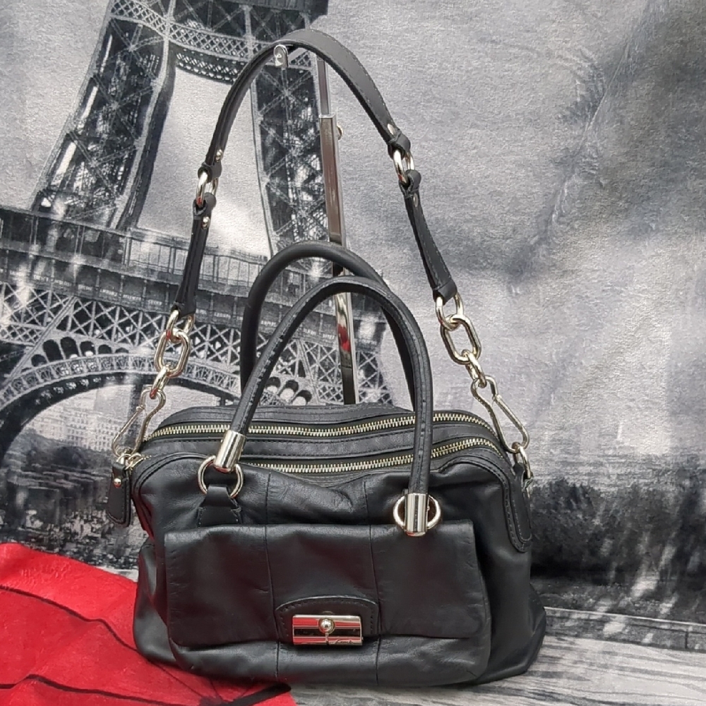 Coach Black Kristin double zip shoulder bag
